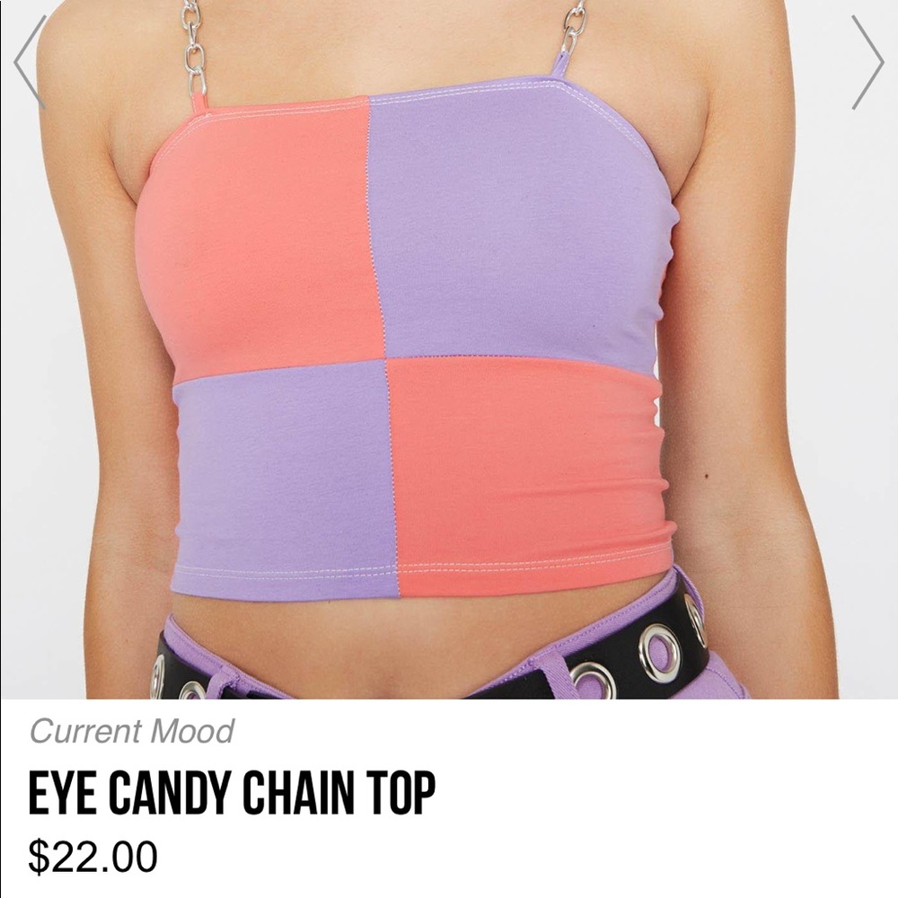 DollsKill Chain Crop Size Small- Pink/Purple